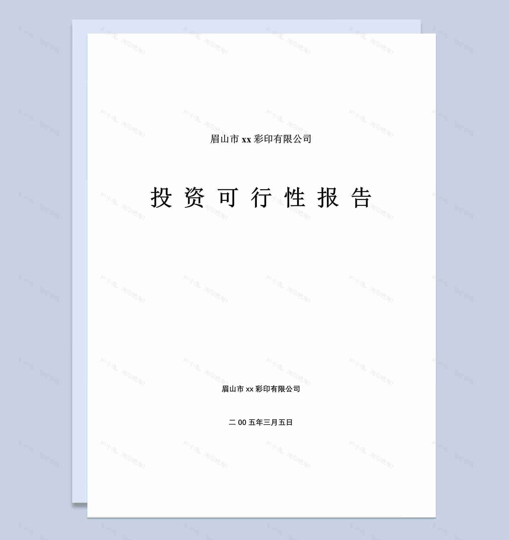 xx彩印有限公司投资可行性报告Word模板-1