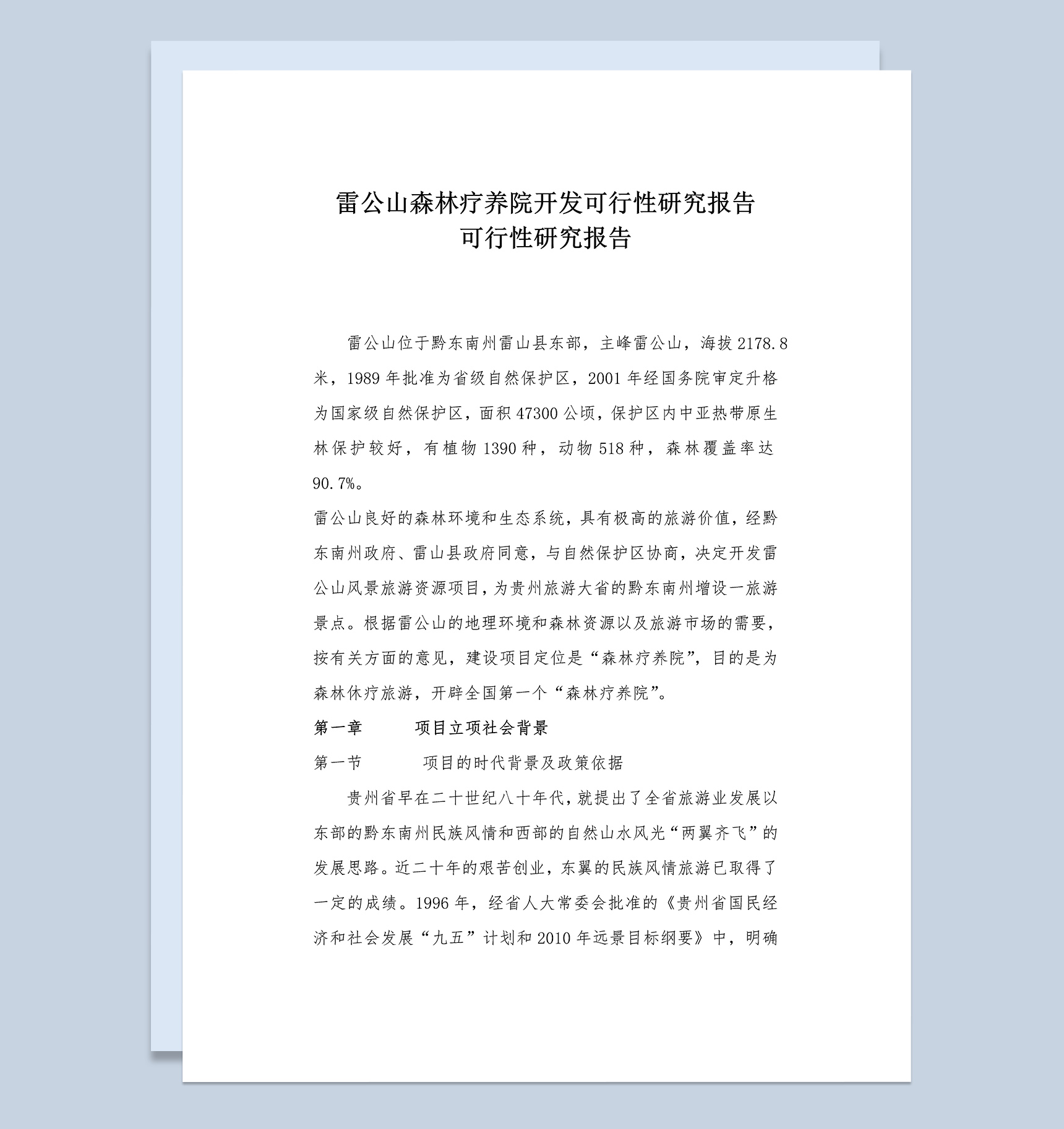 XX森林疗养院项目建设开发可行性研究报告Word模板