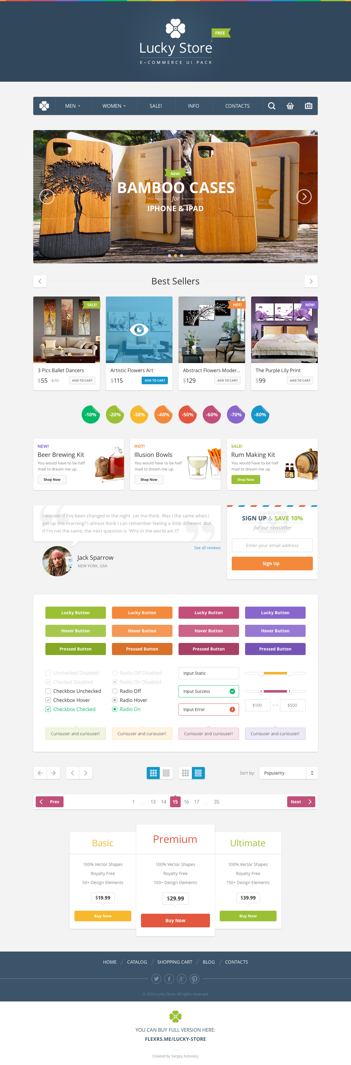 扁平风格的响应式网站UI界面设计元素psd分层素材下载