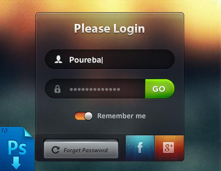 酷炫的半透明登录框设计psd分层素材下载