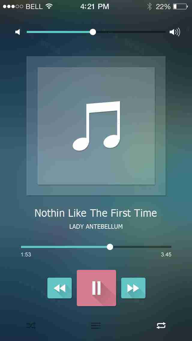 iphone5 iOS7扁平化音乐播放器ui界面设计PSD下载