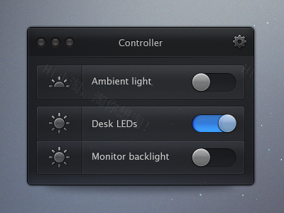 黑色ui界面设计_手机灯光调节器选择控制ui界面设计