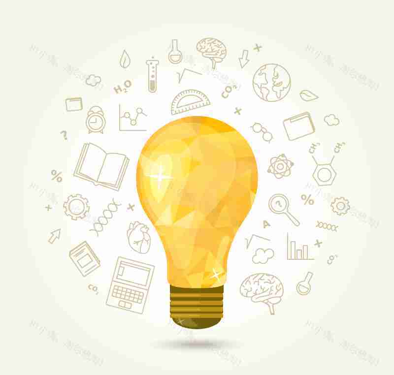 创意的灯泡思维结构ui素材