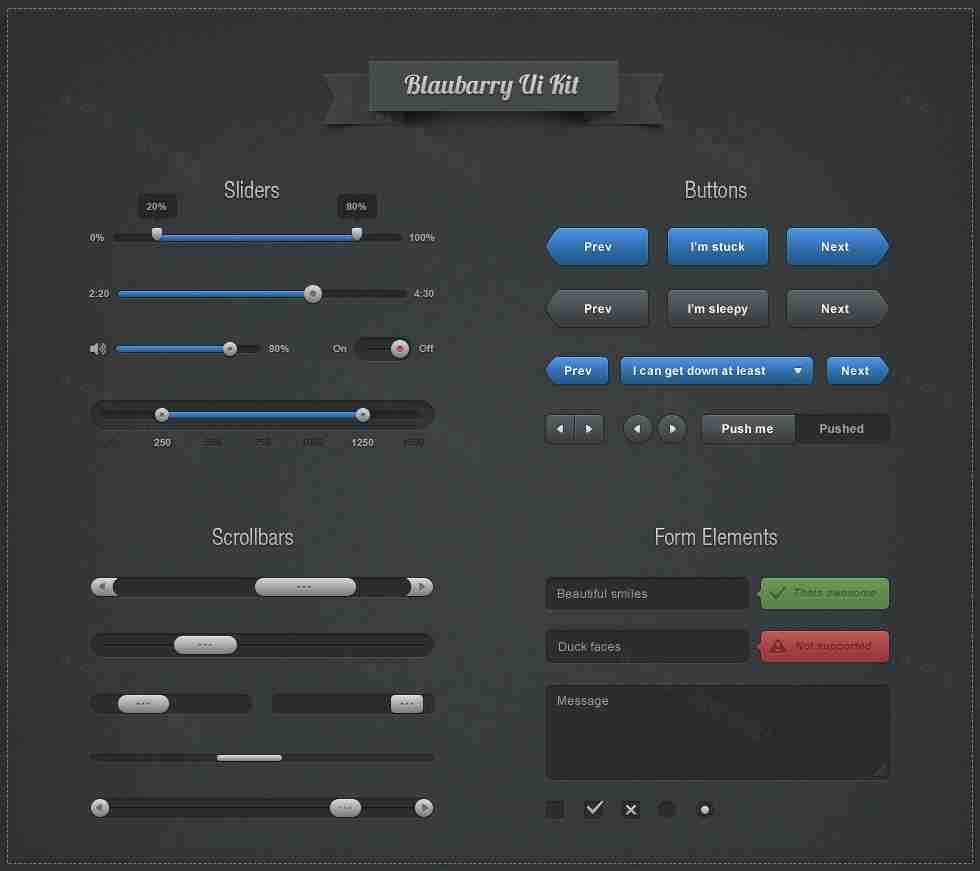 黑色的网页界面元素ui工具包psd素材下载