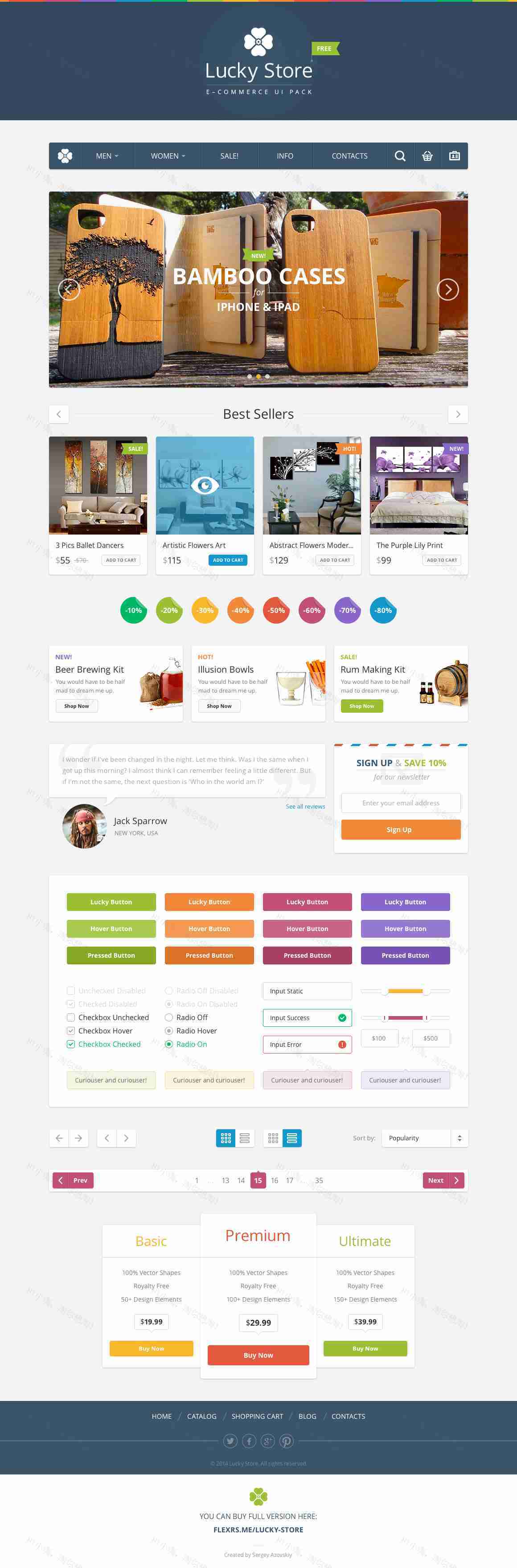 扁平风格的响应式网站UI界面设计元素psd分层素材下载
