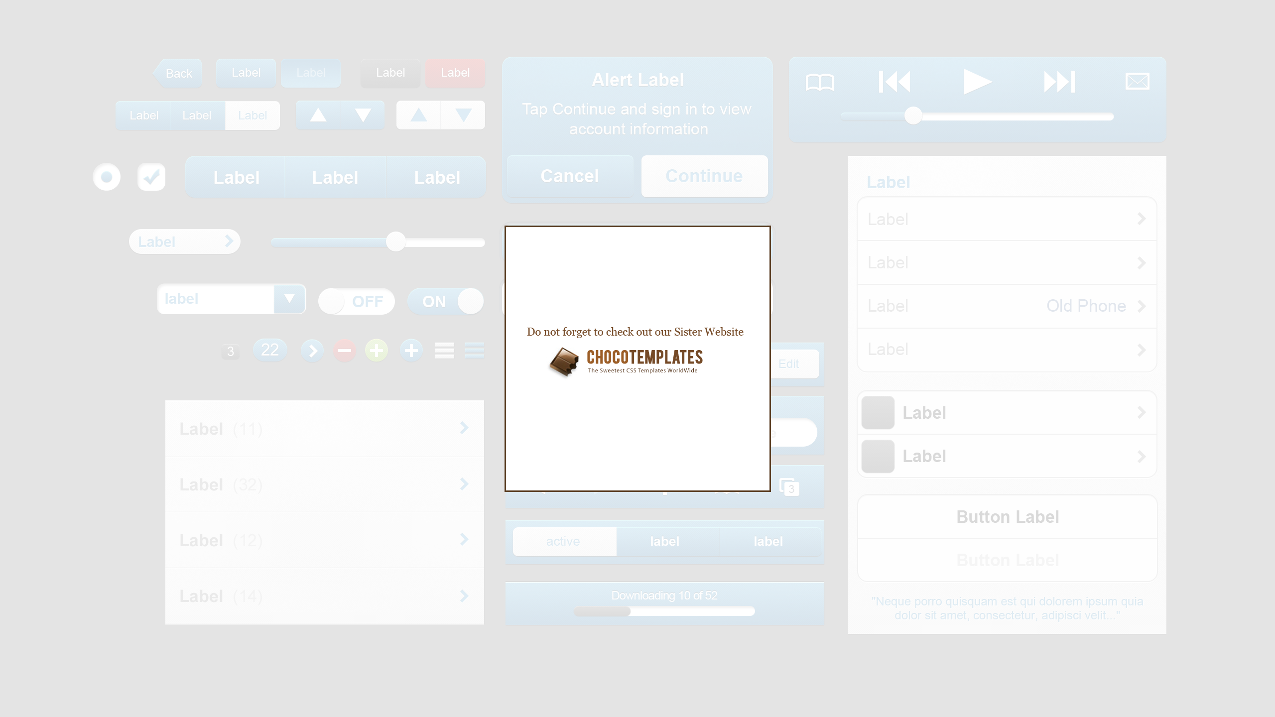 蓝色的手机app UI设计页面psd素材下载