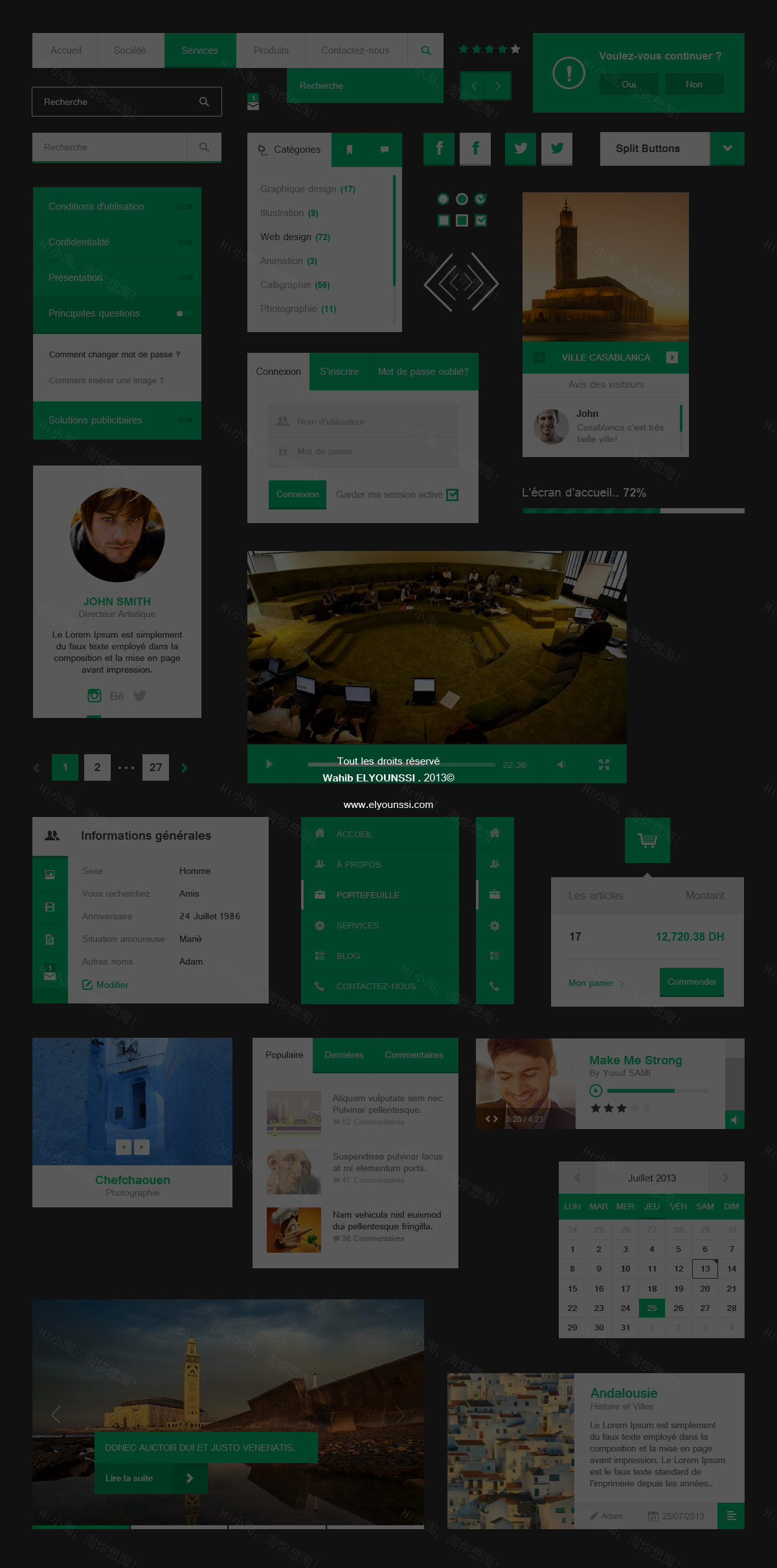 绿色网页ui扁平化设计元素psd分层素材下载