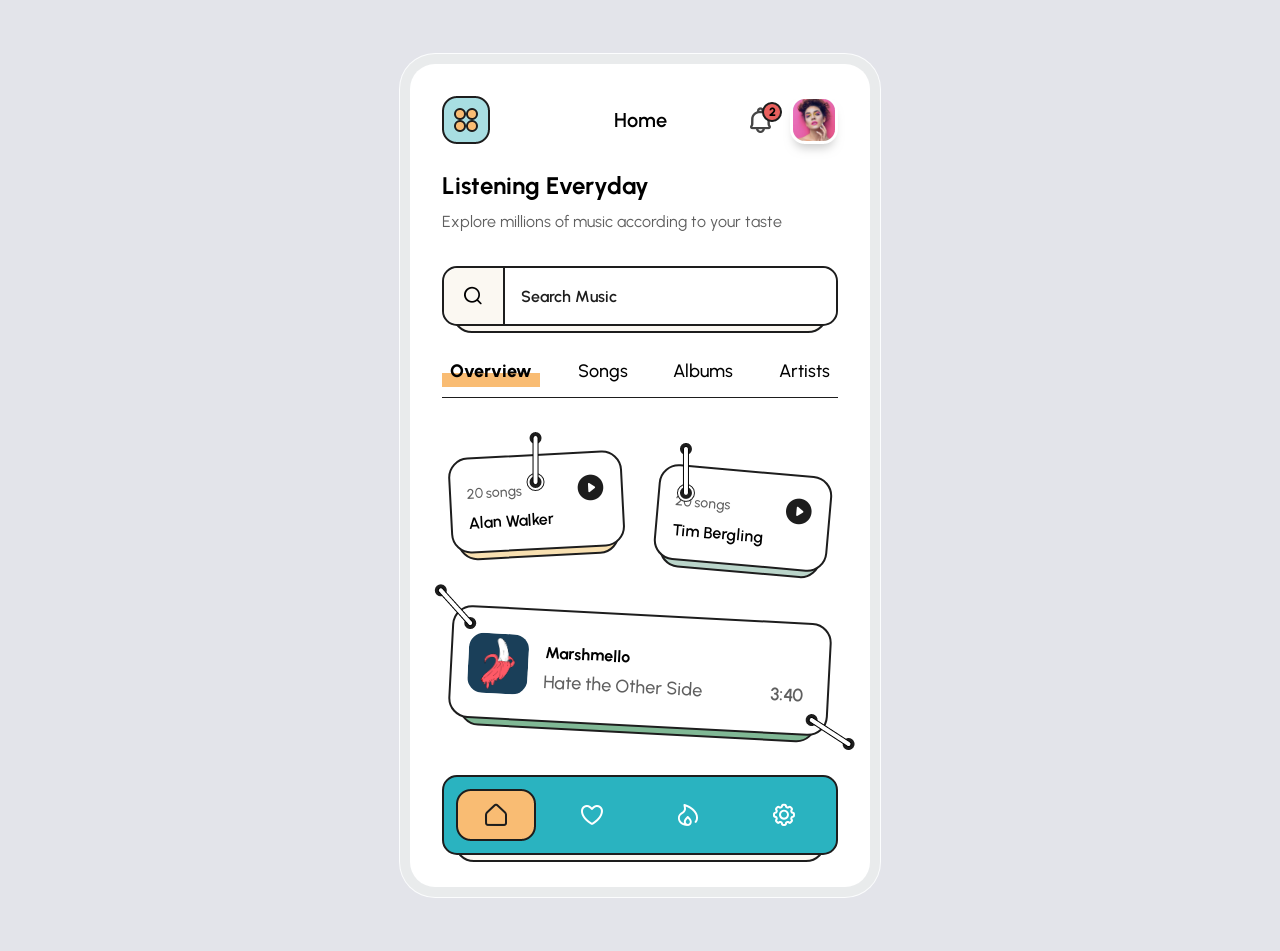 卡通有趣的音乐APPui界面设计