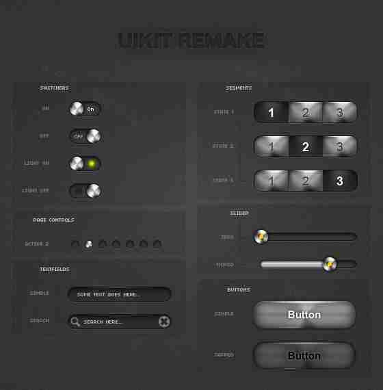 一组黑色超酷的ui组件_黑色立体质感的网页ui组件下载