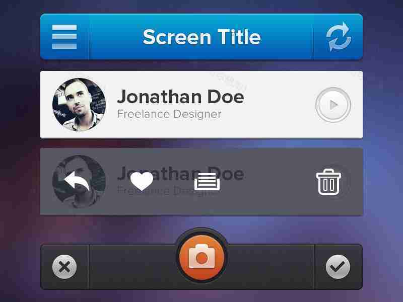 iphone手机app用户中心好友列表ui界面设计psd素材下载