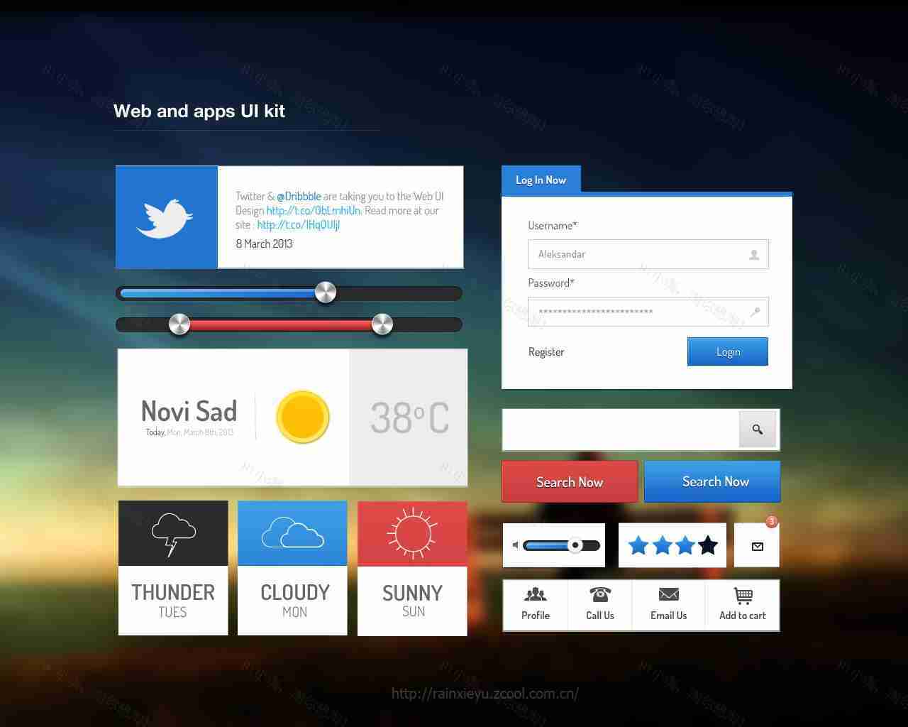 web网页和手机app应用ui界面设计素材psd下载