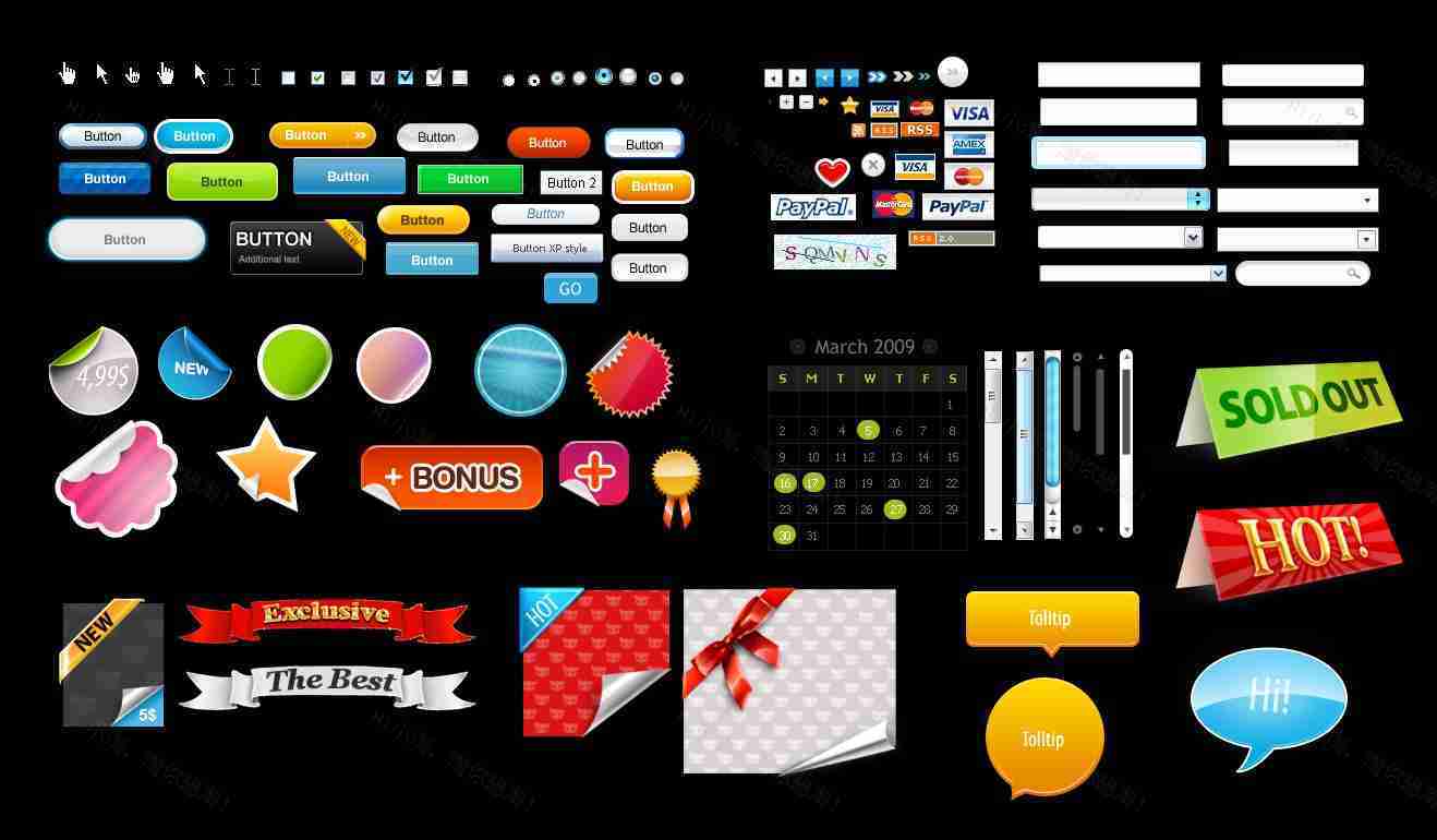 常用的网页设计元素psd素材下载