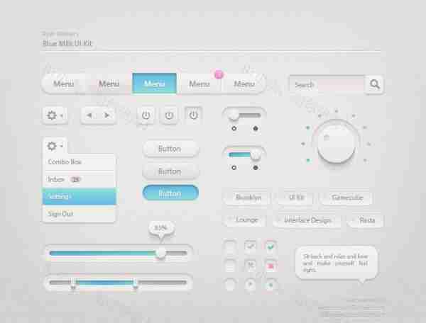 蓝白的网页界面设计UI工具包psd素材下载