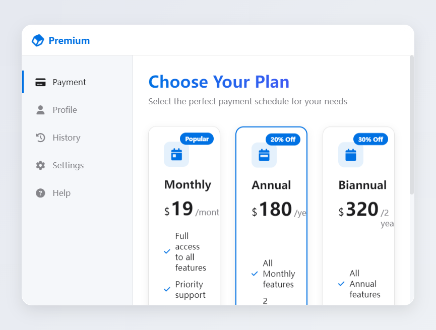 用户订阅页面设计 api 代码实现模板