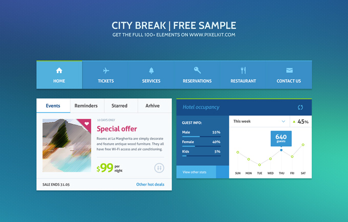 蓝色ui手机app界面设计素材PSD