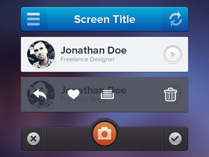 iphone手机app用户中心好友列表ui界面设计psd素材下载