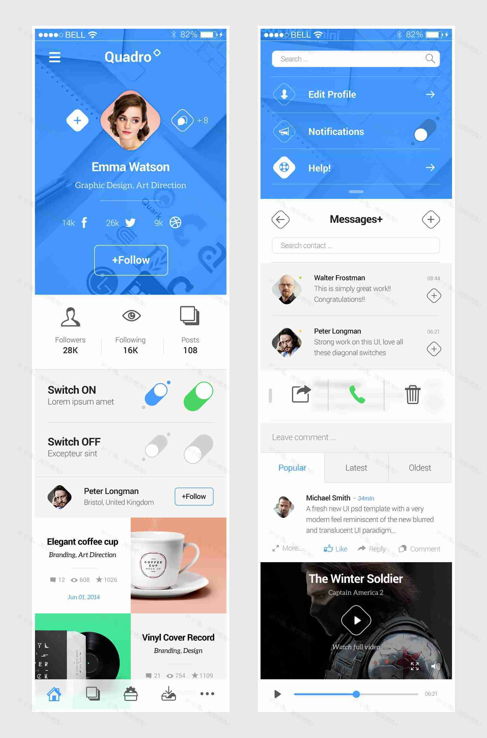 精美的手机社交软件app界面模板下载