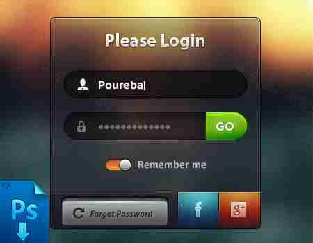 酷炫的半透明登录框设计psd分层素材下载