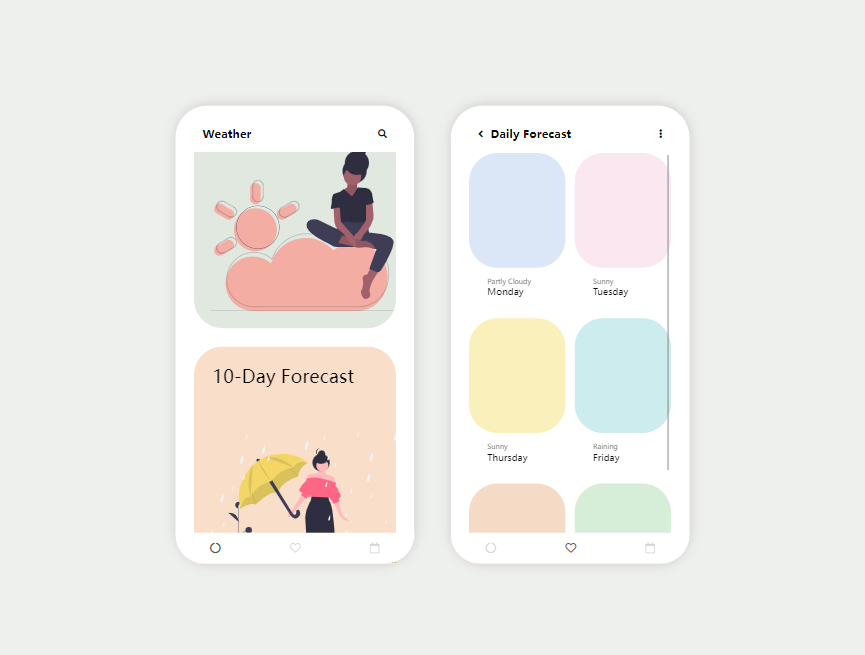 天气ui界面设计，天气预测app素材下载