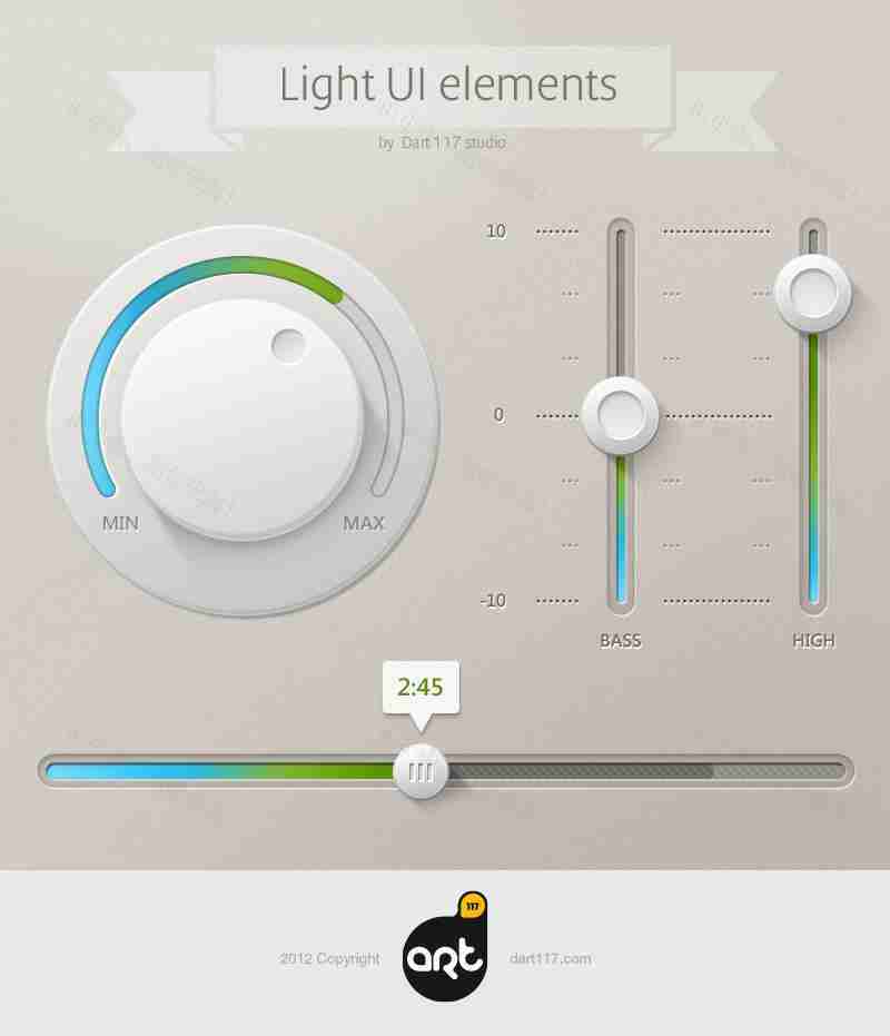 光感滑动的音量控制条PSD素材下载