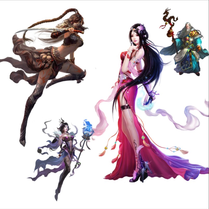 精美的游戏人物原画设计psd素材