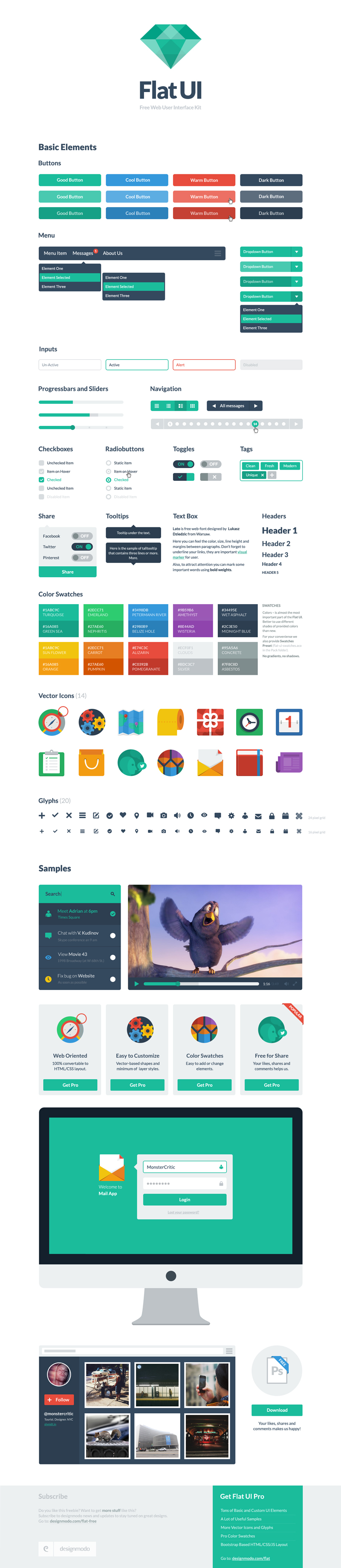 扁平的网页界面ui设计PSD素材