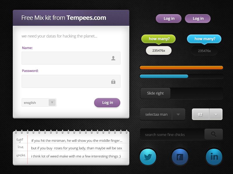 网站登录界面ui设计_登陆框网页元素psd素材下载