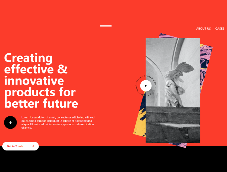 ui设计素材，红色着陆页模板