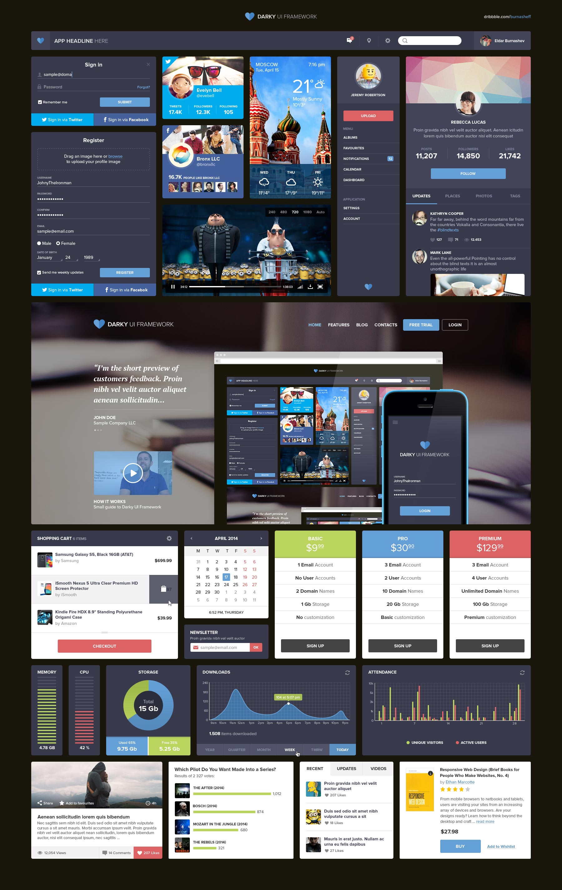 黑色扁平的手机社交软件APP界面模板大全