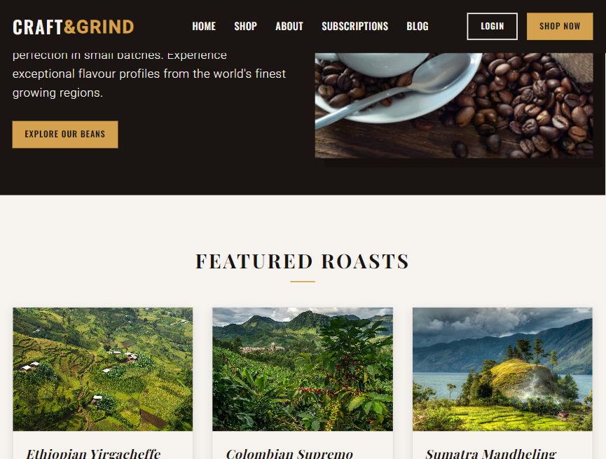 通用咖啡宣传网页UI设计模板