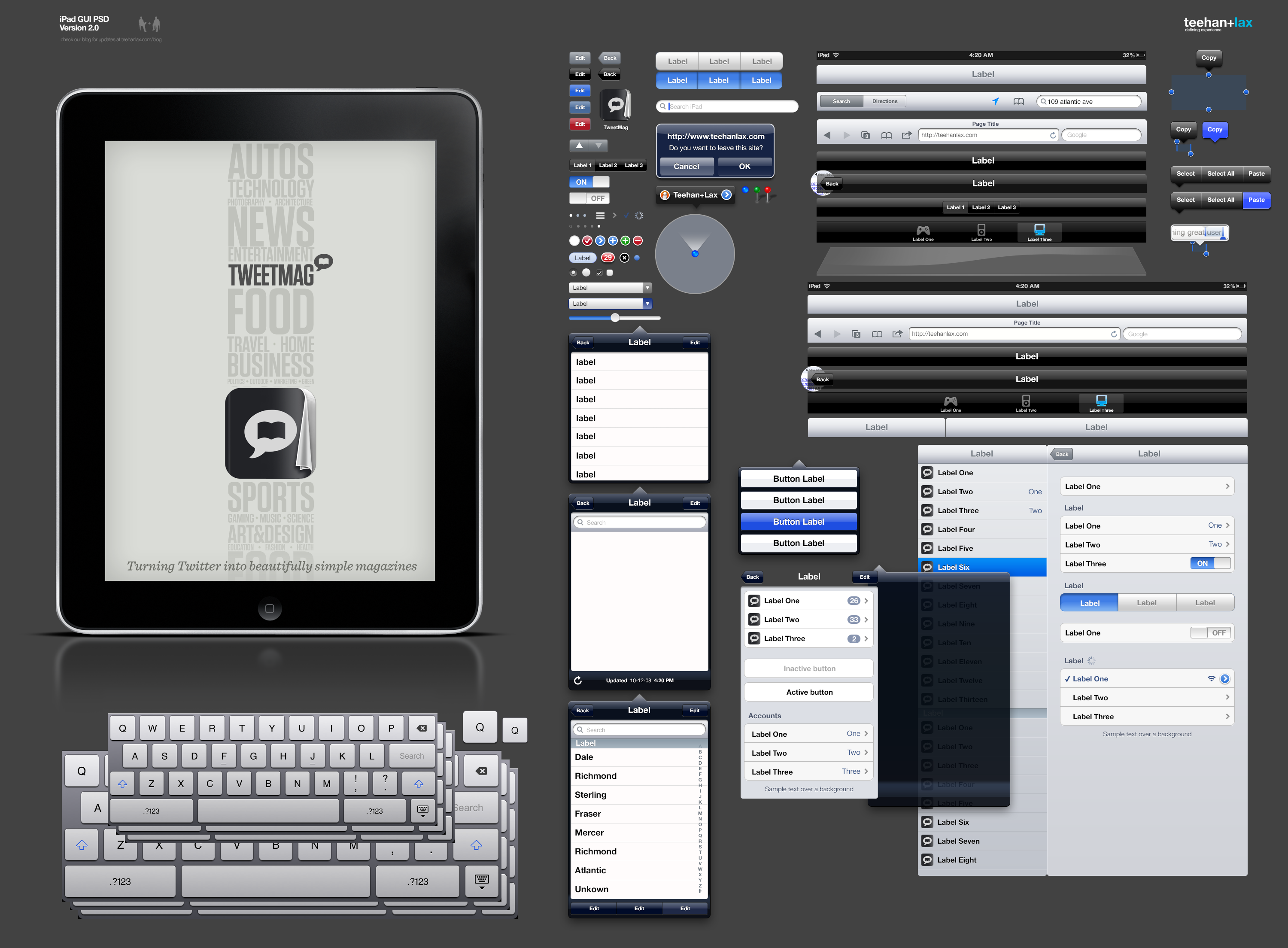 苹果iPad ui界面设计元素psd下载
