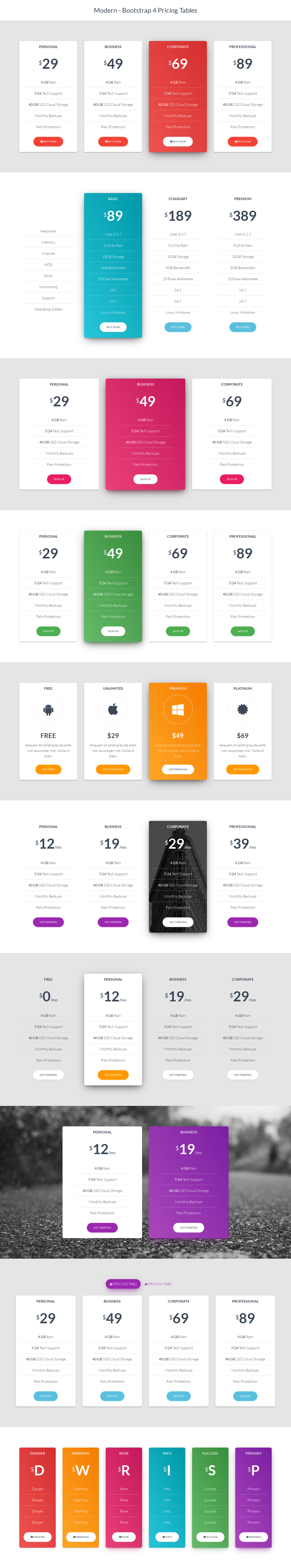 10款网页定价表卡片UI设计样式