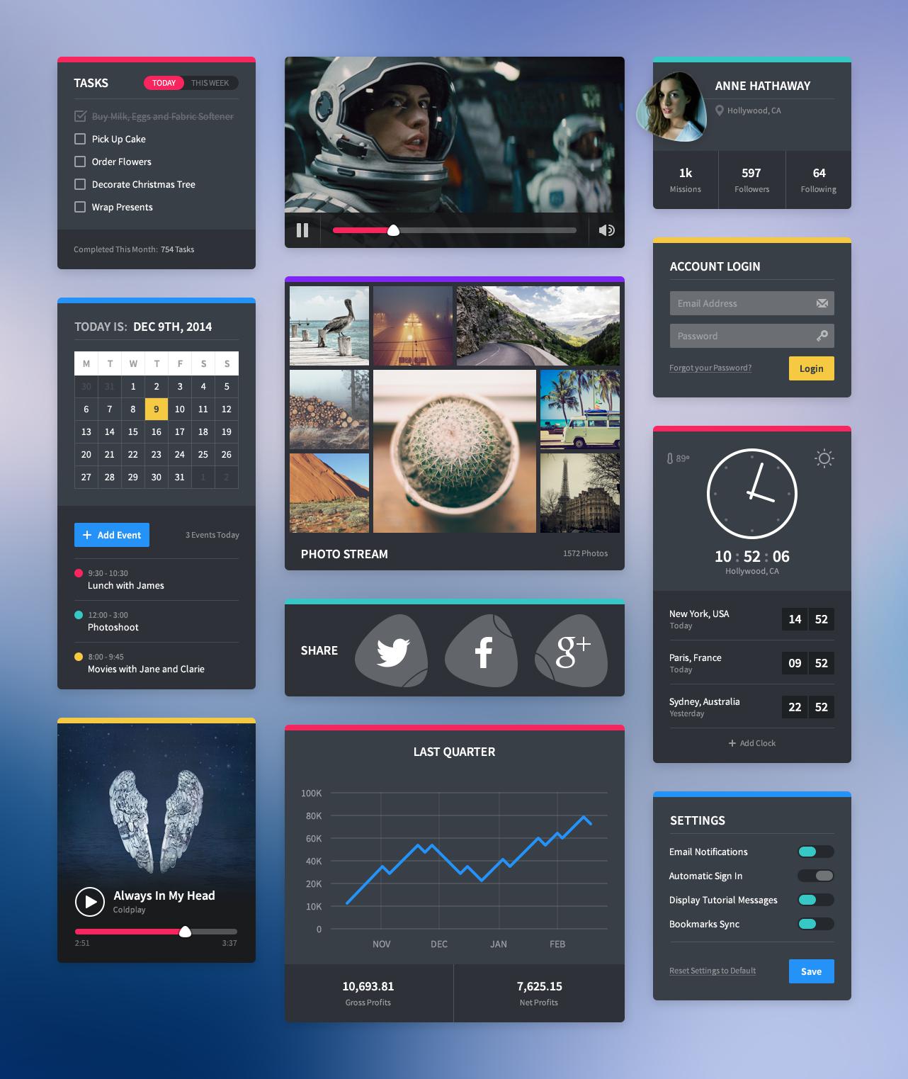 黑色的社交网站ui界面设计素材