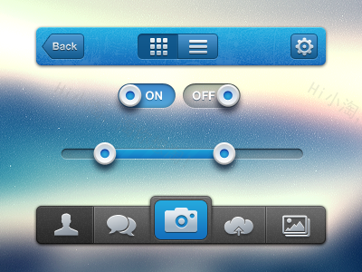 蓝色iphone ui社交网站界面设计_手机ui界面iphone的设计