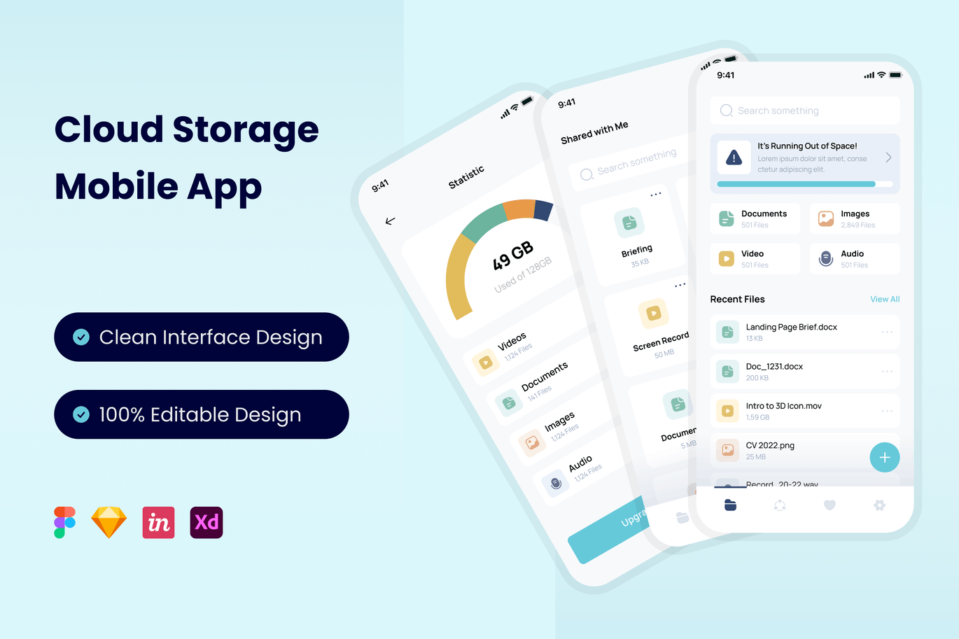 网盘云存储app ui xd源文件 素材下载