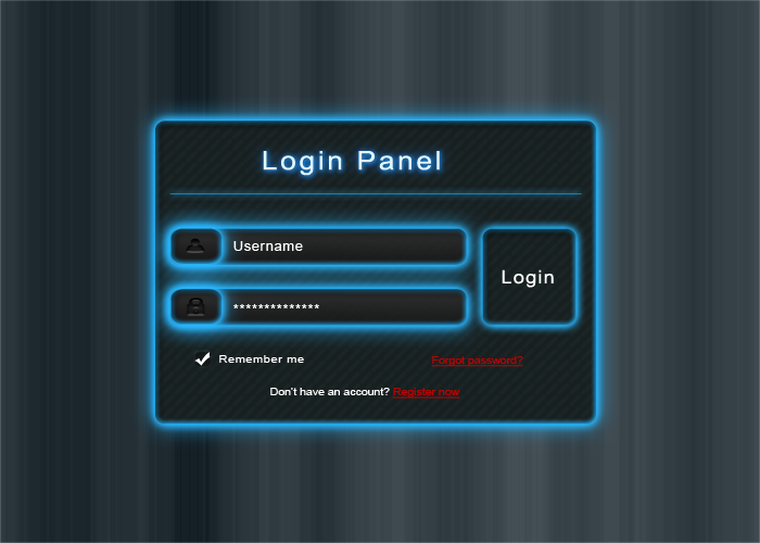 发光金属质感的ui登录界面设计_PSD面板发光登录界面设计