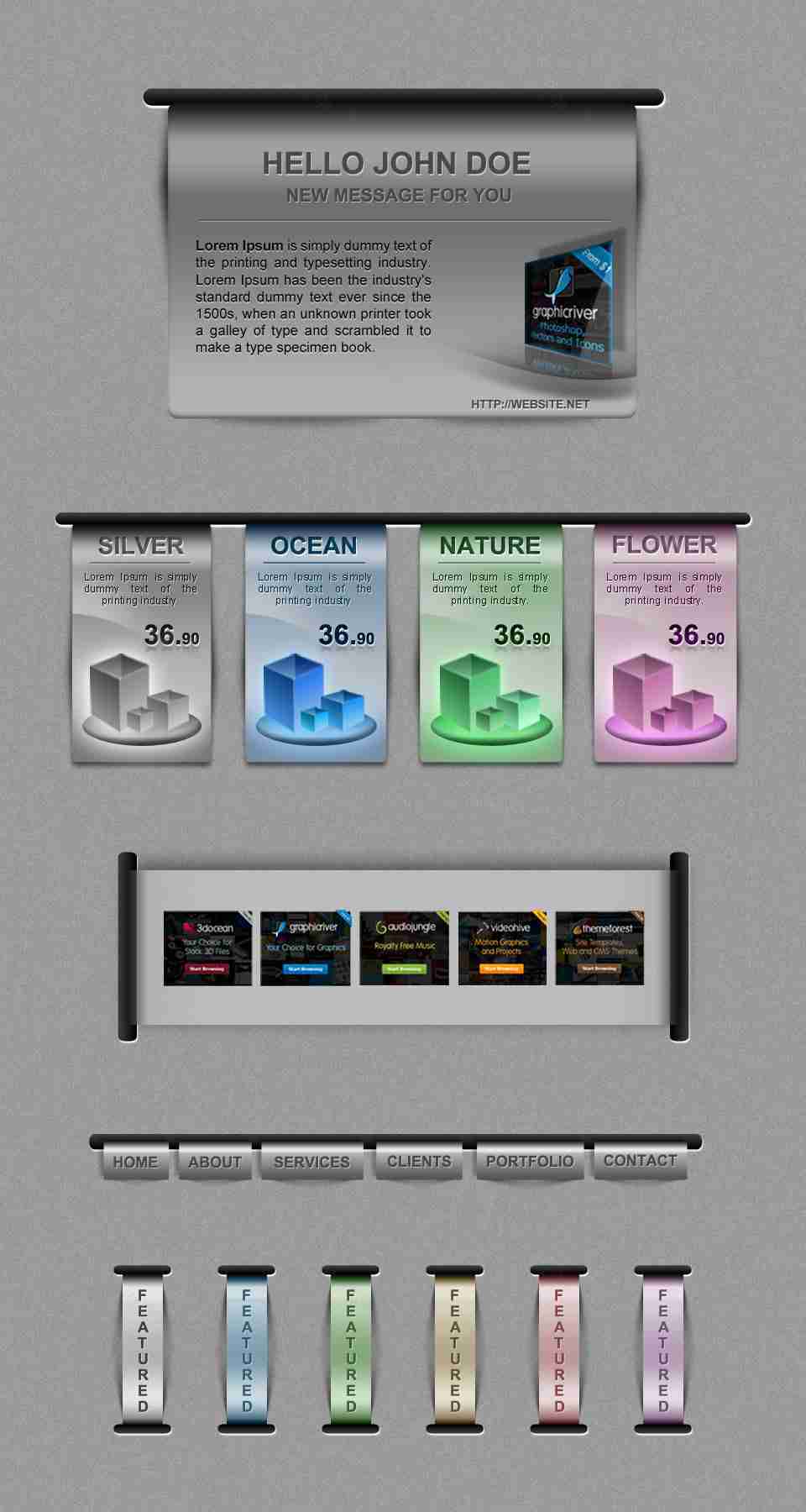 精致大气的网页ui界面设计元素psd下载