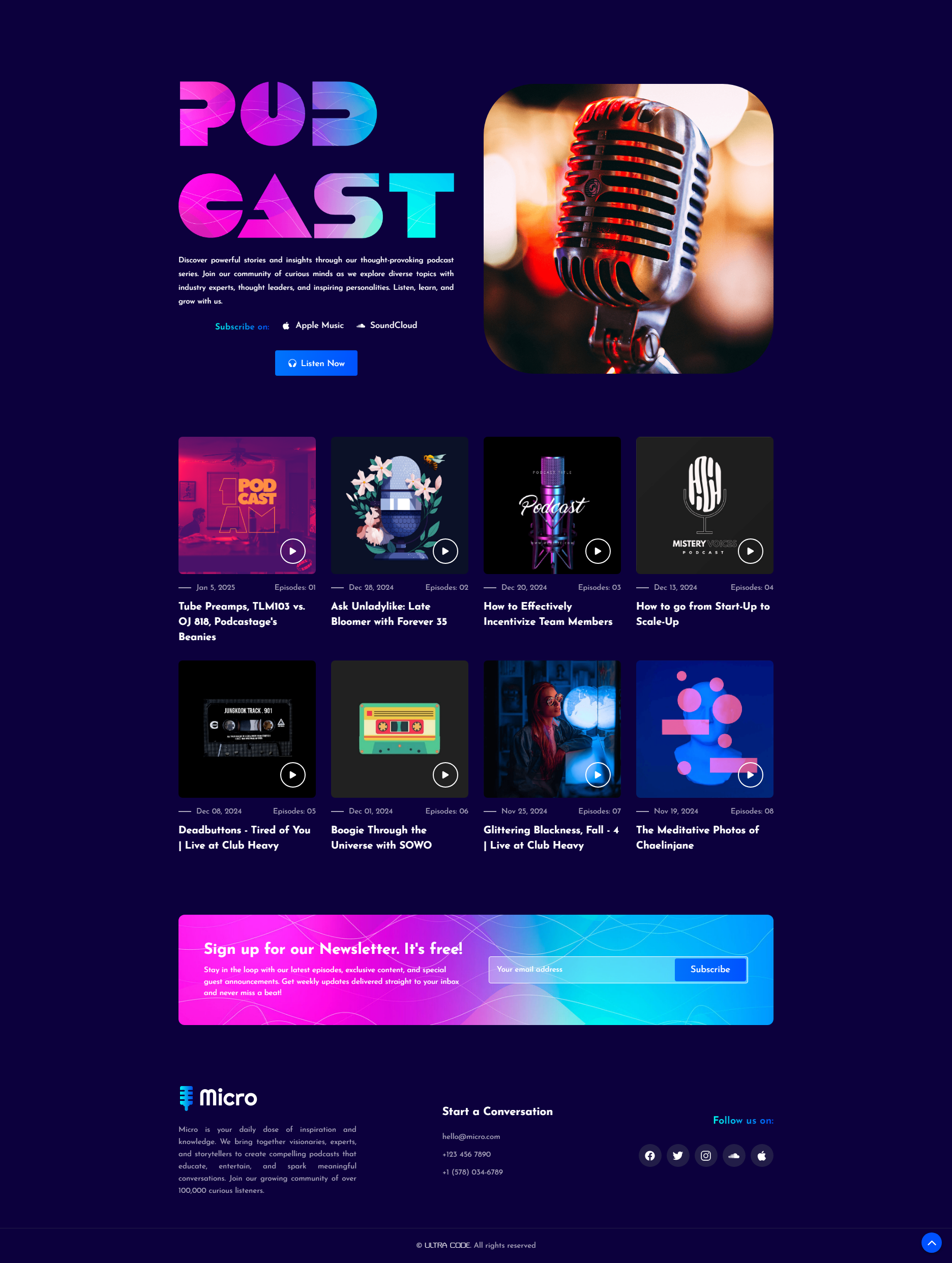 微型播客网页设计UI模板