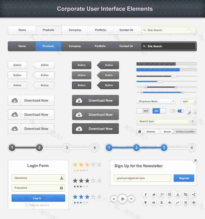 网页ui工具包素材_网页元素PSD分层素材下载