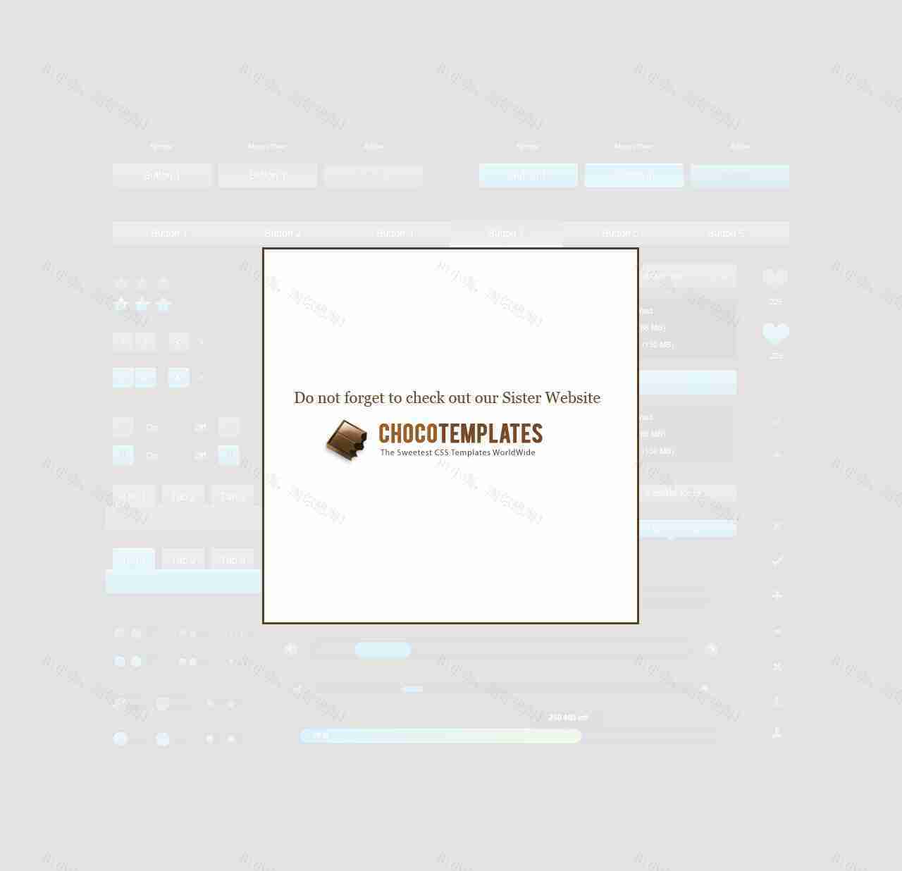 网页蓝色科技UI设计素材_网页元素工具包一套素材下载