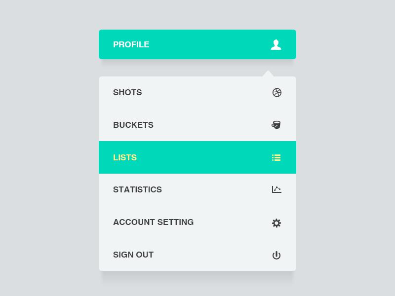 手机ui用户个人菜单列表ui界面设计psd素材下载