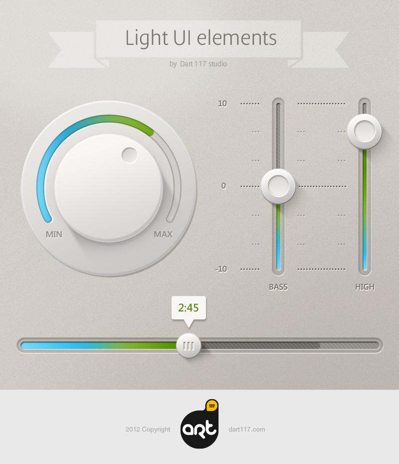 光感滑动的音量控制条PSD素材下载