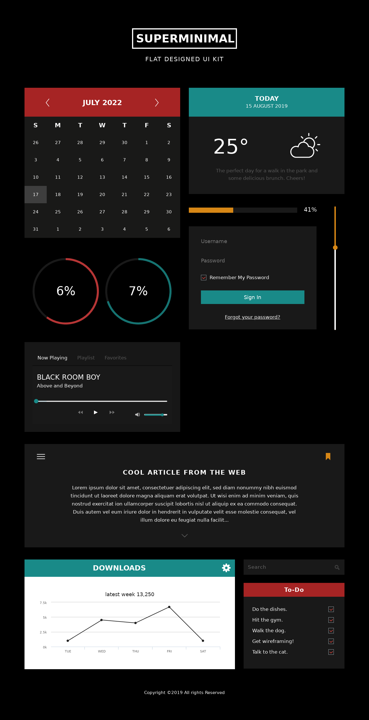 黑色常用ui组件样式