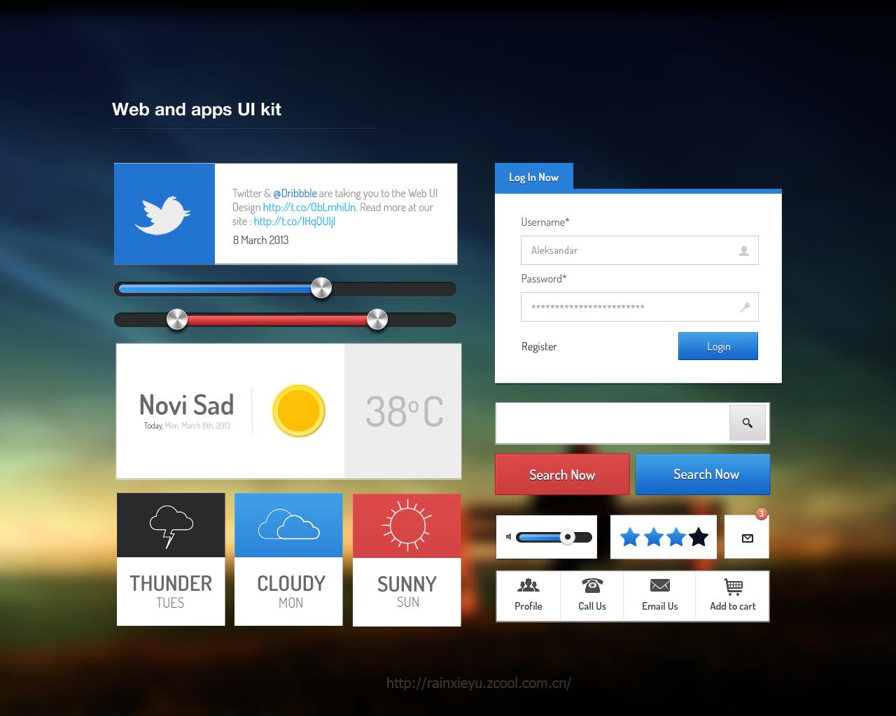 web网页和手机app应用ui界面设计素材psd下载