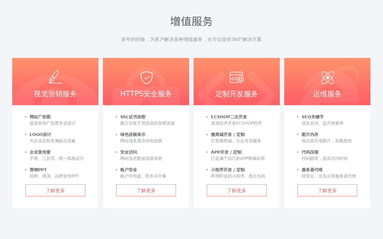 div css网络营销服务列表布局代码